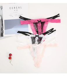 Sexy Panties Lace Belt Women's Underpants Hollow out Transparent Underwear Sex Hot Seamless Thong Bow Low Waist T Pants
