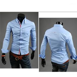 Wholesale- Luxury Normal Cuff Button MENS Dress Shirt 2016 New Fashion Non Iron Long Sleeve Slim High Quality Casual informal Shirt 3XL1