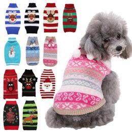 Christmas Dog Clothes Small and Medium-sized Dog Teddy Clothes Santa Claus Elk Snowman Print Striped Pet Clothes XD24285