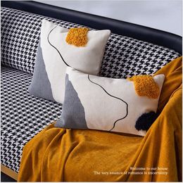 Yellow Abstract Handmade Geometric Embroidery Pillow Cover Home Decor Cushion Cover PillowCase Pillow Sham 30x50cm/45x45cm 210201