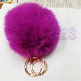 Pompoms Keychain Trinkets Gold Lobster Fur Ball Key Chain Fluffy Key Link Cute KeyChains for Women Bag Cars Keyrings multi Colors