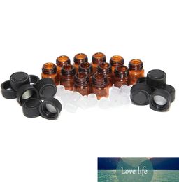 12PCS 1mL Mini Amber Glass Storage Jars Essential Oil Bottle Orifice Brown bottle Reducer & cap Refillable Glass Vials 20MAR3