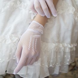 Bridal Gloves Creative fishnet bridal gloves beautiful flower girl white wedding beaded for bride wedding gloves