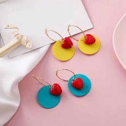 2020 New Trendy Circle Earrings For Women Fashion Summer Pendientes Boucle D'oreille Girls Acrylic Dangle Earrings Heart Brincos