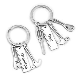 Stainless Steel Keychain Pendant Creative Hammer Screwdriver Wrench Tool Keyring Car Decoration Key Chain Father's Day Gift