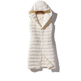 Gilet lungo da donna di marca NewBang Gilet ultraleggero Giù Gilet con cappuccio senza maniche Gilet colletto monopetto Gilet caldo LJ201021