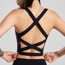 Gym Clothing Sexy Back Cross Sports Bra Fitness Vest Padded Yoga Outdoor Running Tank Top Women Shockproof Deportivo Mujer1