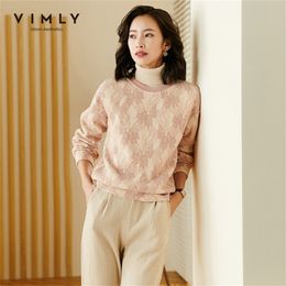 Vimly Casual Sweatshirt For Women Winter New O Neck Knitted Lace Floral Loose Hoodies Female Pullover Sudaderas F3023 201217