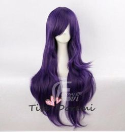 Halloween Wig Costume Game of LOL Purple Black Cosplay Heat Resistant Hair 80cm