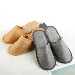 Disposable Slippers Hotel SPA Home Guest Shoes Yellow Grey Comfortable Anti-slip Slippers Breathable Soft Cotton Linen Disposable LSK2097