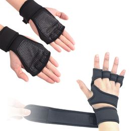 Weight Lifting Gloves with Wrist Wraps For Men & Women Non-Slip Palm Silicone Grip Gym Glove For Crossfit Bodybuilding Pull Ups Q0107