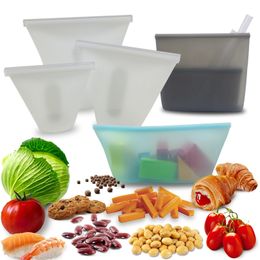 Lunch Box Dinnerware Sets Reusable Silicone Food Bag Fresh Leakproof Sealed Bags Food Container Portable Sandwich Meal Bento Box Y200429