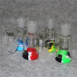 Hookah Glass Pipes Ash Catcher 14mm 18mm with 7ml silicone box container Recycler ashcatcher Smoking Water Pipe