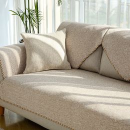 Modern Home Decor Linen Woven Non-slip Case Pure Color Towel For Living Room Couch Seater Sofa Cover 201120