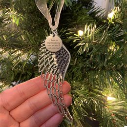 Christmas Ornaments Angel Wings Pendant I Have an Angel Watching Over Me and I Call Him Dad Memorial Tag in Our Memory Decorations