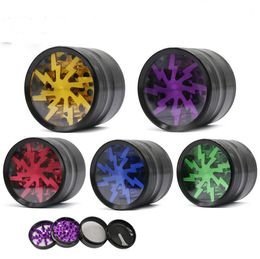 20pcs 4 Layer Tobacco Smoking Herb Grinder Four Layers Aluminium Alloy 100% Metal dia 63mm 5 Colours With Clear Top Window Lighting