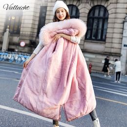 Vielleicht Winter Jacket Parkas -30 Degree Women's Winter Long Coats Hooded Fur Collar Thick Warm Winter Jackets Women 201110