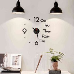 Diy 3D Clock Creative Acrylic Hanging Clock Modern Style Wall Trim Silent Mirror Wall Sticker Clock Home Decor H1230