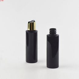 50pcs 120ml black empty plastic shampoo bottle with gold/silver disc top cap, 4 oz PET essential oil bottlegood product