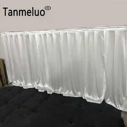 0.8x3M Double times pleats shiny white table skirts for wedding table decoration table skirting event banquet decor Y200421