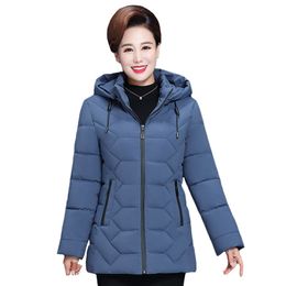 Plus Size 5XL Middle-aged Women Winter Short Jacket Hooded Cotton Coat Women Thick Casual Mother Winter Jacket Women Parka 201217
