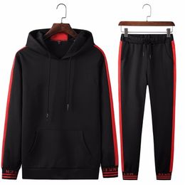 Spring Autumn Sportswear Fitness Tracksuit Men Hoodies Black And White Sets Casual Mens Clothing 2PC Sweatshirt+Sweat Pants 201109