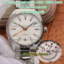 VSF Super-versione 150M 8900 VS8900 Orologio automatico da uomo Quadrante bianco strutturato Cassa in acciaio a mano arancione 220.10.41.21.02.001 Orologi eterni