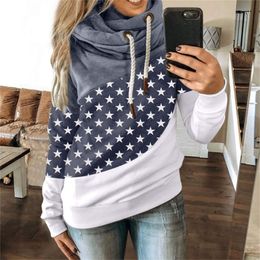 Gradient Print Patchwork Hooded Sweatshirt Women Oversize Drawstring Long Sleeve Harajuku Hoodie Winter Hoodies Sweatshirts 201217