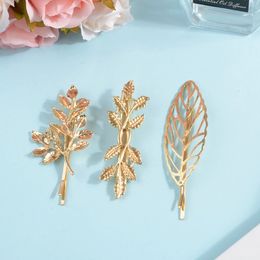 Fashion Metal Hair Clips Leaf Feather Shape Barrettes For Women Geometry Hairpins Hair Accessories Styling Tools