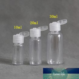 10pcs 5ml 10ml 20ml 30ml Plastic PET Clear Flip Lid Lotion Bottles Cosmetic Sample Container Travel Liquid Screw Cap Fill Vials