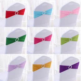 100pcs/lot Lycra Spandex Chair Cover Sash Bands With Buckle Wedding Party Banquet Chair Decoration