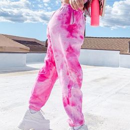 oversized Tie Dye pants Women Hip Hop Casual Loose Pants Lady Fashion Pink Trousers High Waist Baggy Pants 201031