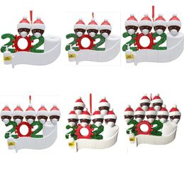 2020 Christmas Quarantine Ornaments Customised Gift Survivor Family Hang Decoration Snowman Pendant With Face Mask Hand Sanitizer