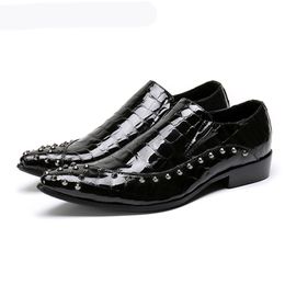 Luxury Handmade Men Shoes Black Men Leather Dress Shoes Slip on Studdes Fashion Office Suit Shoes Size 37-46 US5-US12