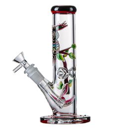 Straight Perc Water Pipes 3D Owl Hookahs Diffused Downstem Glass Bong Glow In The Dark Oil Dab Rigs 18mm Female Joint 5mm Thick Bongs With Bowl LXMD20106 Wholesale