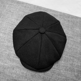 Berets 2021 Black Grey Wool Hat Man Sboy Caps Herringbone Tweed Warm Winter Octagonal Male Female Gatsby Retro Flat BLM081