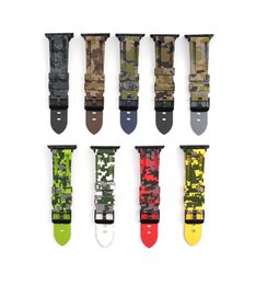 Rubber Silicone Watch Band Camouflage Strap For Apple Watch 38mm 42mm 40mm 44mm For iwatch Sports Wristband Watchband