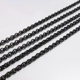 5pcs Lot 2.5mm 18-32inch Rolo Chain Necklace Stainless Steel Jewelry Black tone 18-32inch for women mens