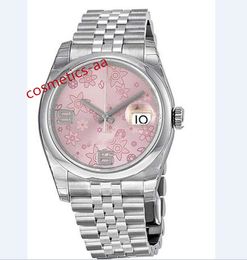 Luxury Watches Stainless Steel Bracelet Floral Pink Dial Stainless Steel Jubilee Automatic Ladies Watch 36mm Mechanical Wristwatch