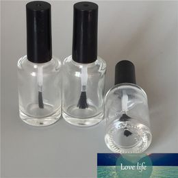 Free Shipping 20pcs/lot 15ml Round Shape Empty Nail Polish Bottle Portable Brush Nail Art Container Glass Nail Oil Bottles