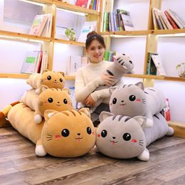 110cm Giant Kawaii lying cat plush soft pillow cute stuffed animal toys lovely doll for kids Girls Christmas Birthday gift LJ200902