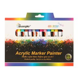 GN 12/18 Colours 0.7mm Acrylic Paint Marker pen Art Marker Pen for Ceramic Rock Glass Porcelain Mug Wood Fabric Canvas Painting Y200709