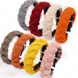 New Women Headband Cross Knot Knitted Hairband Wide Side Handmade Braid Turban Autumn Winter Hair Accessories