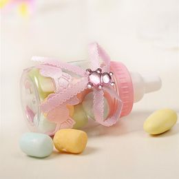 Gift Wrap Weeding Decoration Baby Shower Bottle Blue Pink Baptism Christening Birthday Party Favours Candy Box Bottle1