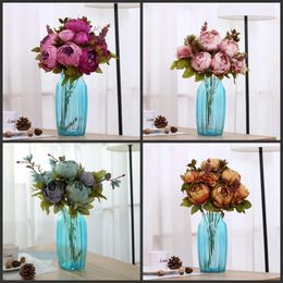1 Bouquet 10 Heads Vintage Artificial Peony Silk Flower Wedding Flowers Party Office Home Decoration