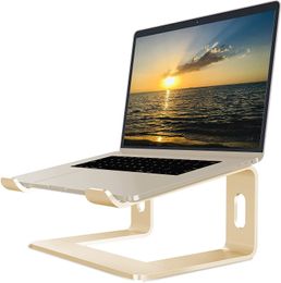 Aluminium Laptop Stand for Desk Compatible with Mac MacBook Pro/Air Apple 12" 13" Notebook, Portable Holder Ergonomic Elevator Metal Riser LS1 Gold