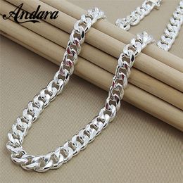 High Quality 10MM 20''24'' 50cm 60cm Men Necklace 925 Silver Link Chain Necklaces For Male Jewellery Party Gift 220217