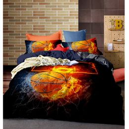 SUCSES 2/3pcs 3D Duvet Cover Bed Sheet Pillow Cases Size EU/CN/US Queen King Flame Baseball Drop Shipping 201021