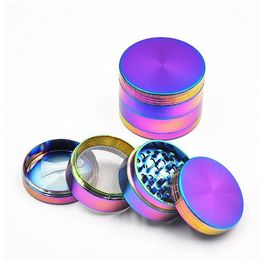 4 Layers smoking Herb Grinder Diameter Zinc Alloy Rainbow Laser Color Mini Tobacco Grinders Spice Crusher HerbGrinders LLS380-WLL