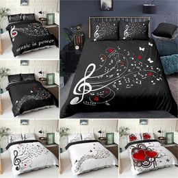 3D Digital Duvet Music Note Printed Beating Comforter Cover Kids Adult Bedding Set for Winter US/EU/AU Size 201211